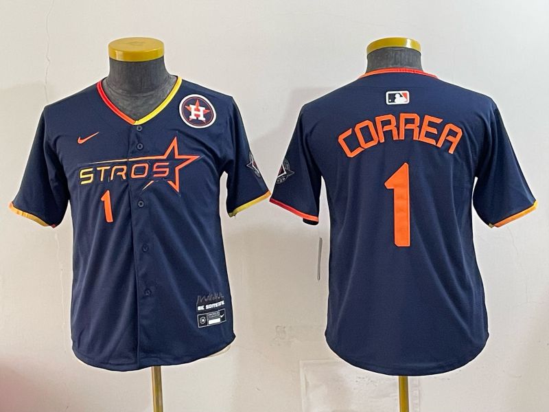 Youth 2025 Houston Astros #1 Correa blue Nike MLB Jersey 0044->youth mlb jersey->Youth Jersey